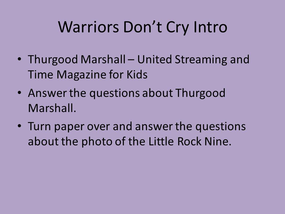 Warriors don't cry essay topics